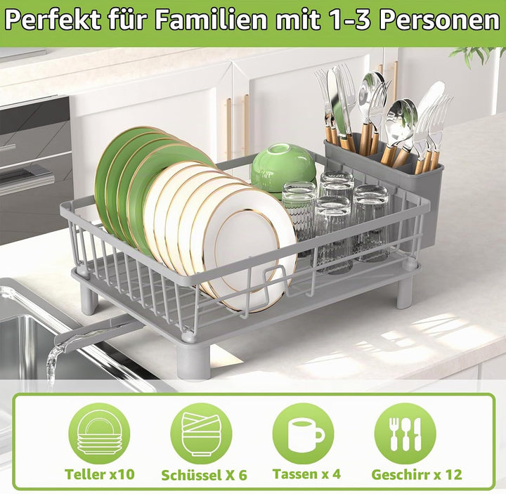 Abtropfgestell Geschirr Klein,Geschirrabtropfgestell mit Abtropfschale,Edelstahl Geschirr Abtropfstä