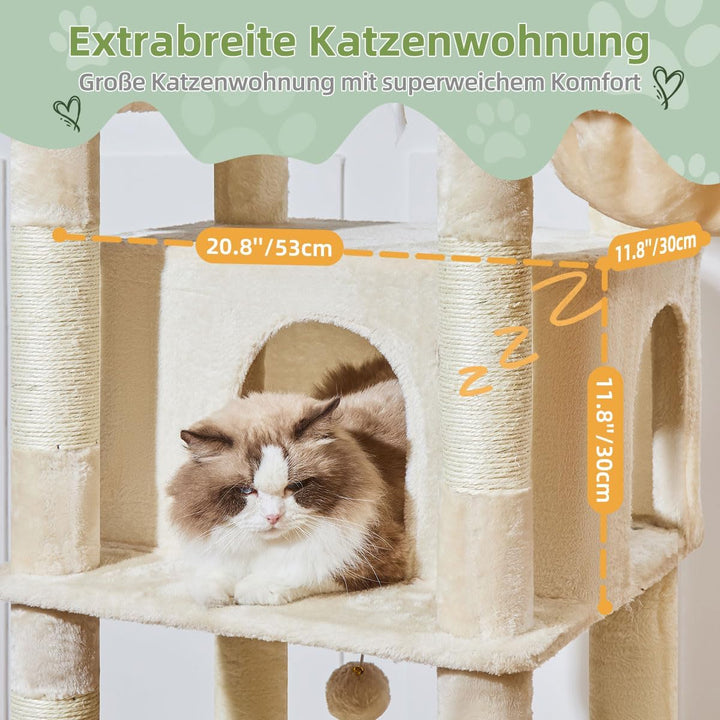 Taoqimiao 180CM Kratzbaum Gross XXL, Katzenbaum Grosse Katzen Stabil kratzbaum Maine Coon mit Katzen