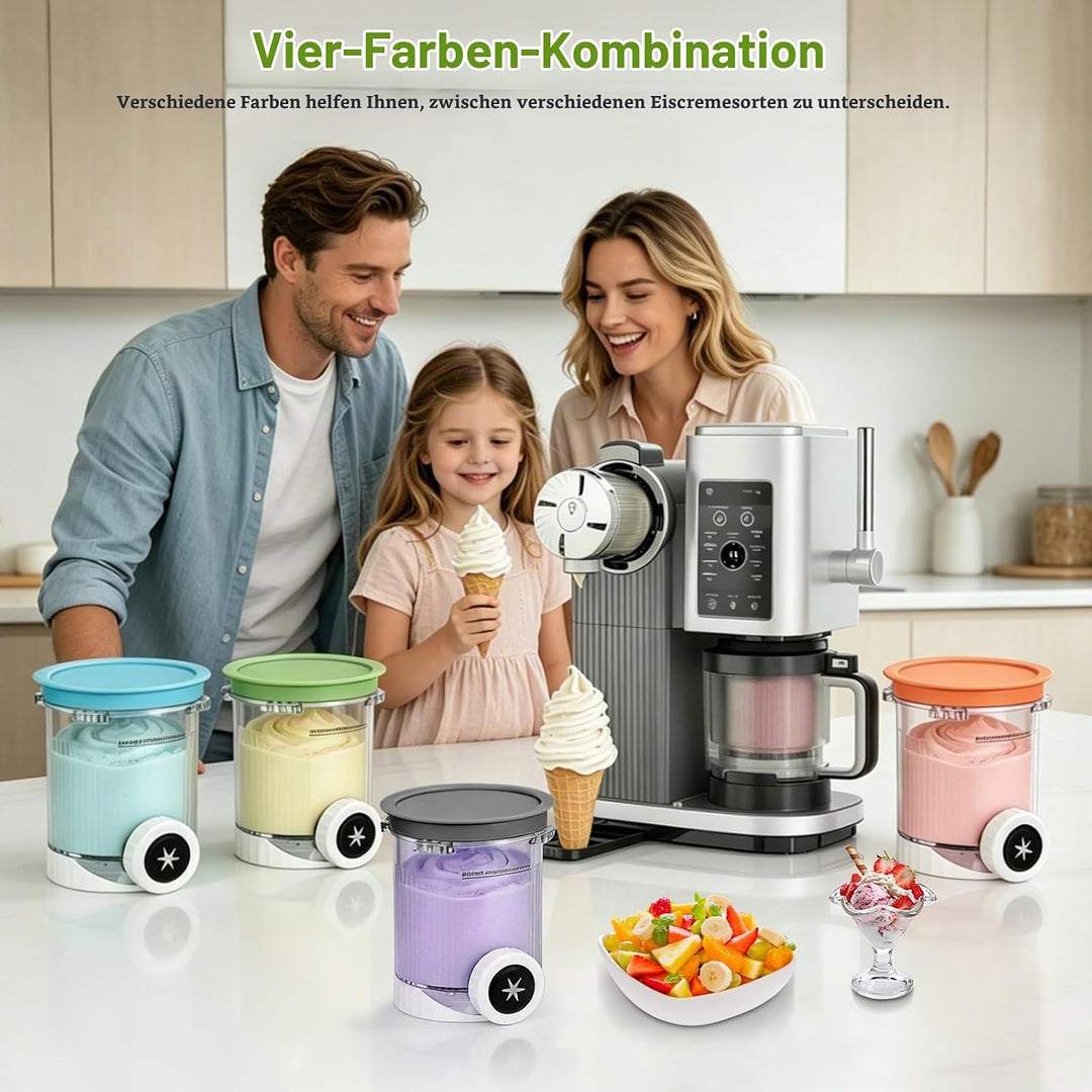 4 Stück Behälter für Ninja Swirl CREAMi,480 ml Creami Tubs Kompatibel mit Ninja CREAMi Softeismaschi
