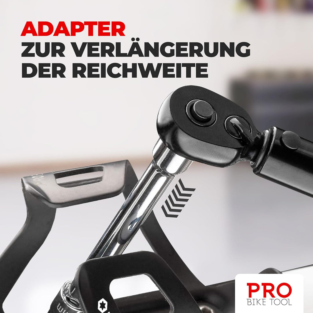 Drehmomentschlüssel Fahrrad & Motorrad 1/4 Zoll Antrieb mit Umschaltknarre und Verlängerung, Messbe