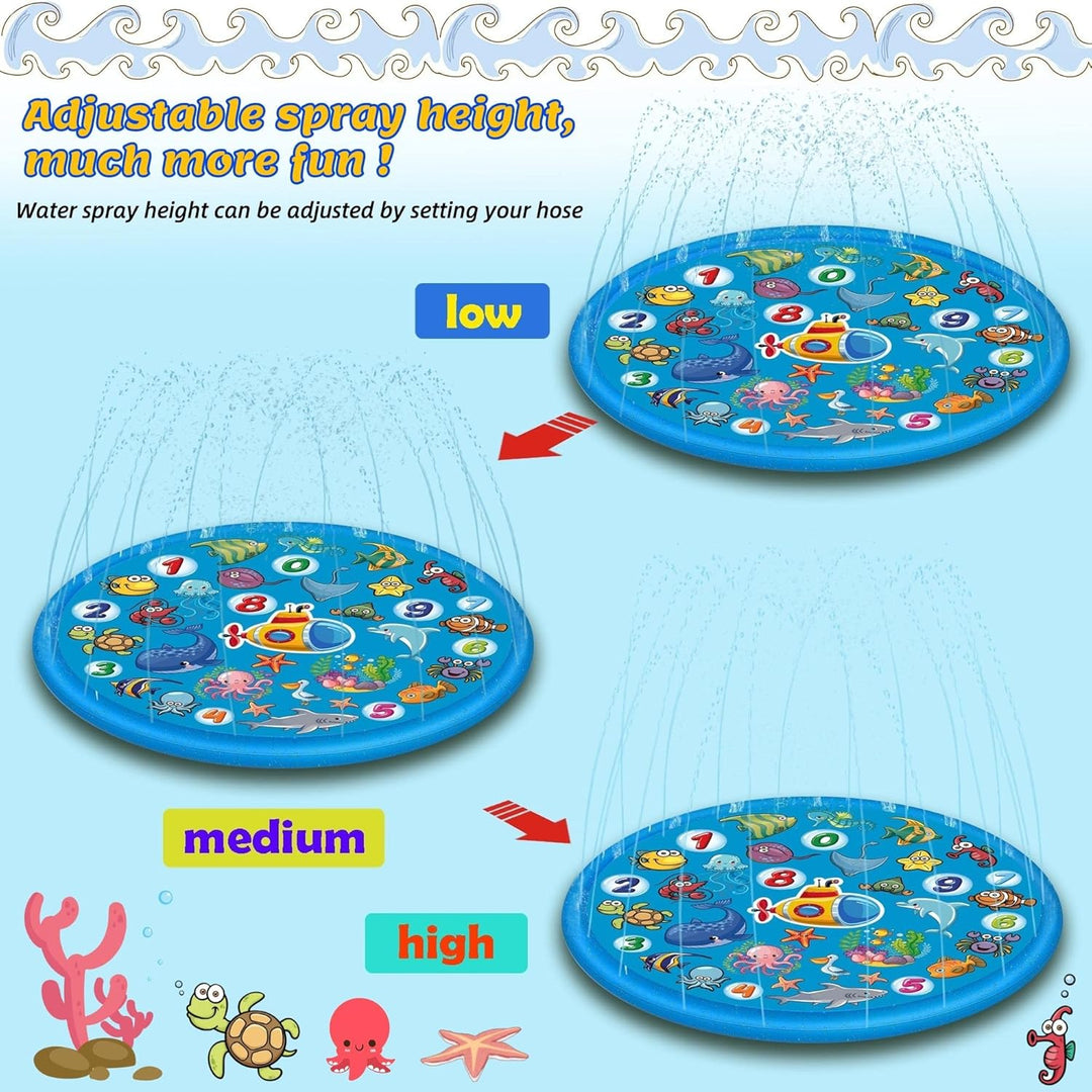 Sommer Sprinkler Wasserspielmatte 170 cm, Grosses Runden Aufblasbar Splash Spielmatte, Outdoor Somme