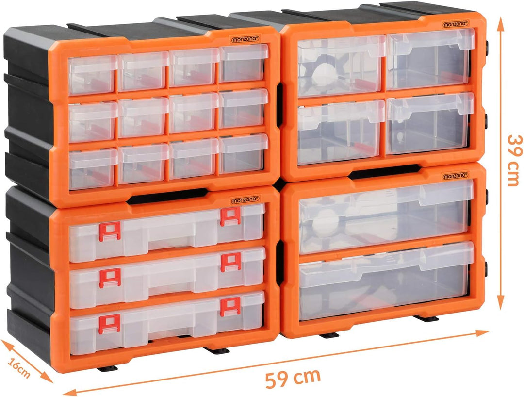 MONZANA® Kleinteilemagazin Sortimentskasten erweiterbar 72 Fächer Sortierbox für Kleinteile Aufbewah