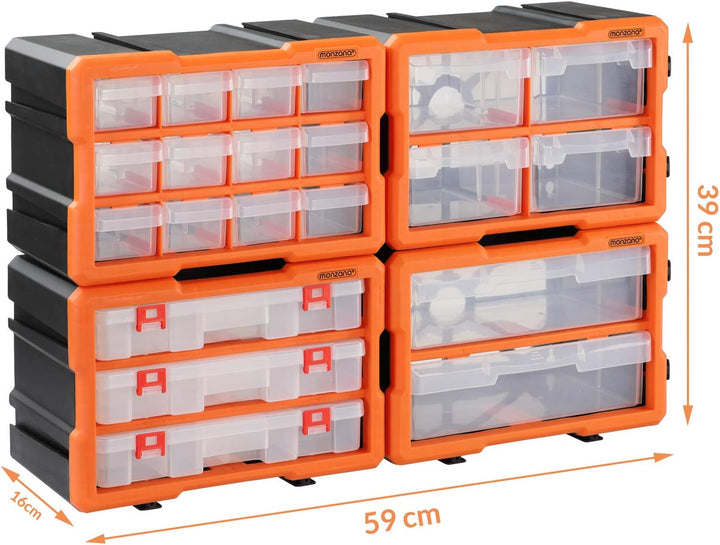 MONZANA® Kleinteilemagazin Sortimentskasten erweiterbar 72 Fächer Sortierbox für Kleinteile Aufbewah