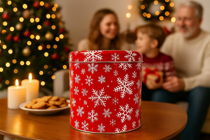 Brandsseller 4er-Set Weihnachtsdosen rund aus Metall – Plätzchendosen für Kekse, Gebäck &amp; Geschenke