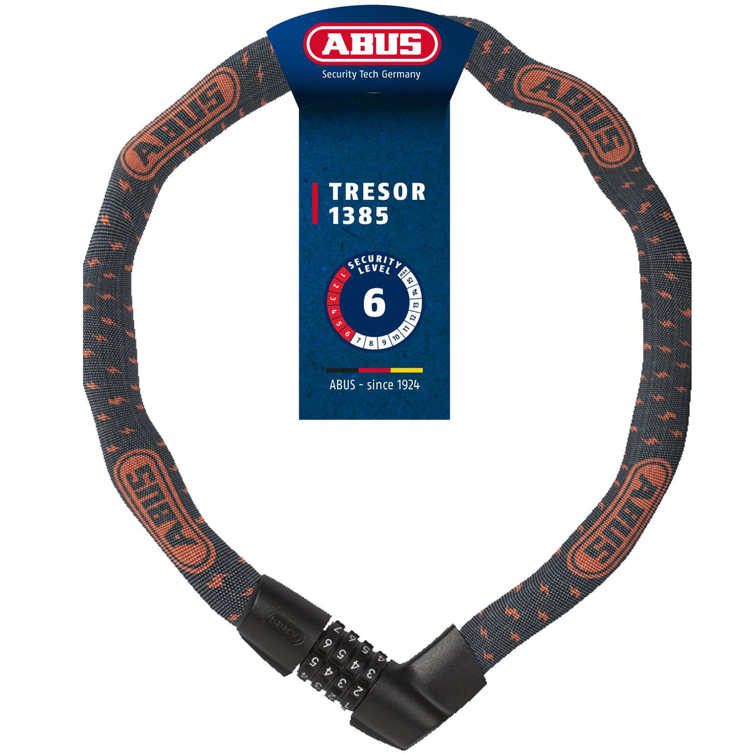 ABUS Kettenschloss Tresor 1385/75 – Zahlenschloss aus gehärtetem Stahl – 6 mm starke Vierkantkette –