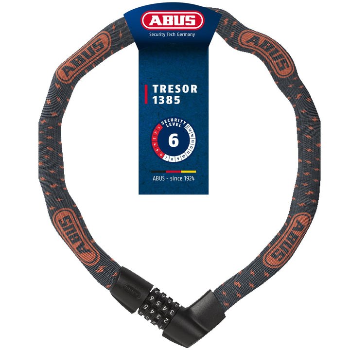 ABUS Kettenschloss Tresor 1385/75 – Zahlenschloss aus gehärtetem Stahl – 6 mm starke Vierkantkette –