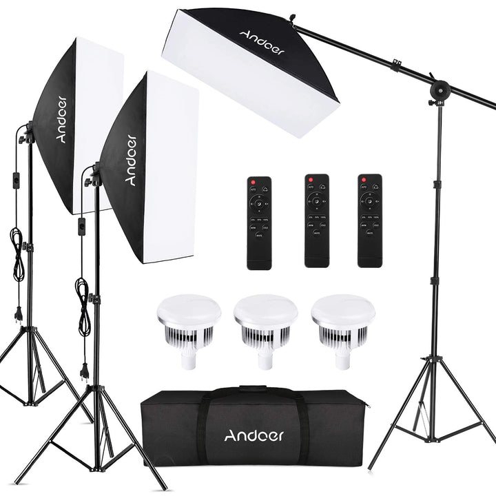 Andoer Fotografie Licht Kit Softbox-Beleuchtungsset 3 Packung,mit 85 W 2800K-5700K zweifarbige dimmb