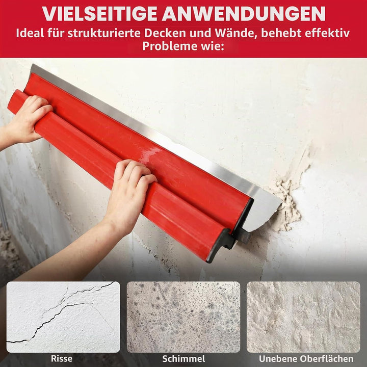 Flächenspachtel Set Professionell – (250mm+400mm+600mm ）Spachtelwerkzeug Set mit 160 cm Teleskopstie
