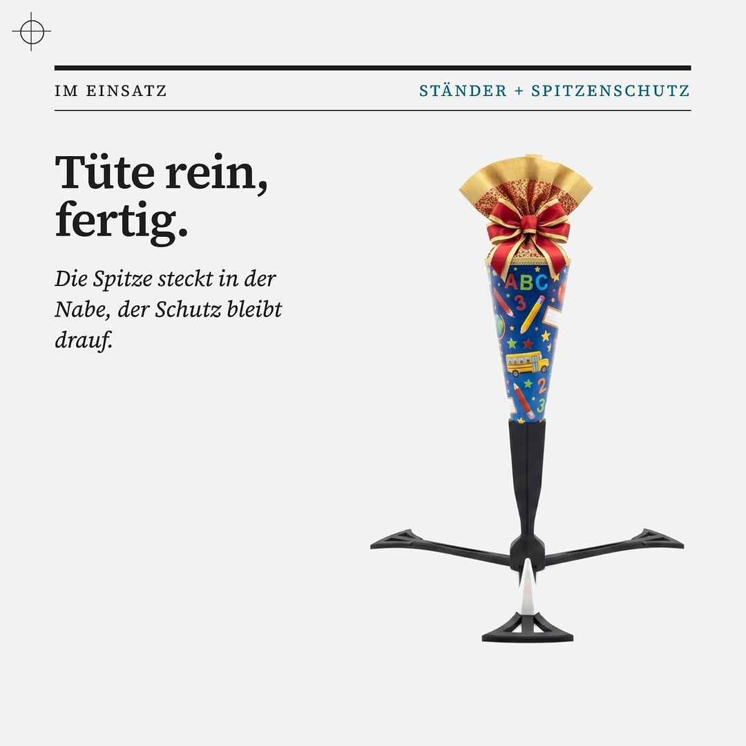 Generisch Schultütenständer + Spitzenschutz für Schultüten 70 &amp; 85 cm | Schultütenhalter &amp; Schutz fü