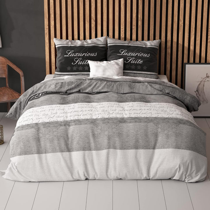 Sleeptime Bettwäsche 4teilig 135cm x 200cm 4teilig grau - 5 Sterne Hotel - weich & bügelfrei Bettbez