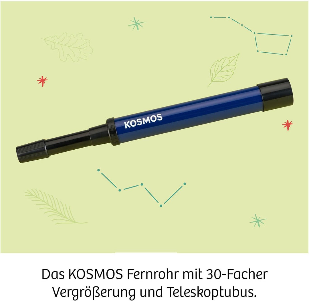 KOSMOS 676940 Fernrohr, entdecke Deine Welt, Linsenfernrohr mit 30-facher Vergrösserung, Stabiler Ok