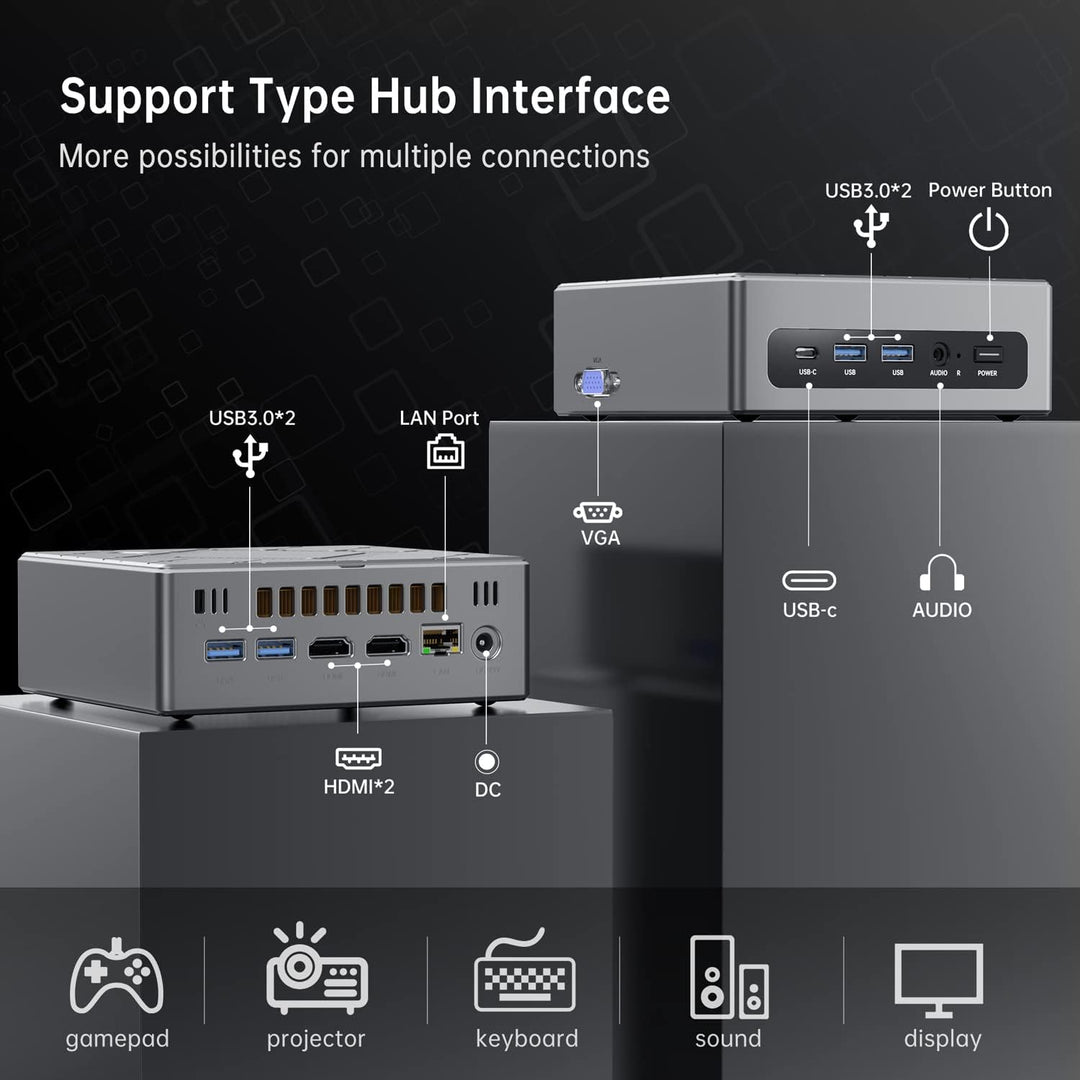 Mini PC Intel i7-10810U (bis zu 4,9 GHz) Mini-Computer mit One-Click-Fingerabdruck-Entsperrung, 16 G