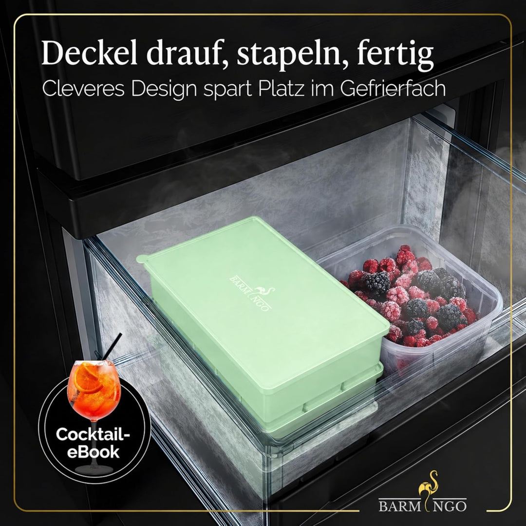 Silikon Eiswürfelform mit Deckel (3er Set) – BPA-freie Eiswürfelform gross/XXL | Grosse Eiswürfel Fo