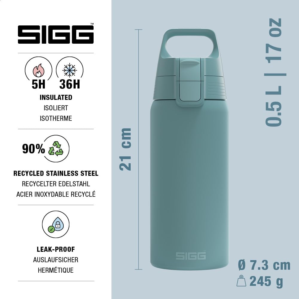 SIGG - Isolierte Trinkflasche - Thermosflasche Shield Therm One Morning Blue - kohlensäurehaltige Ge