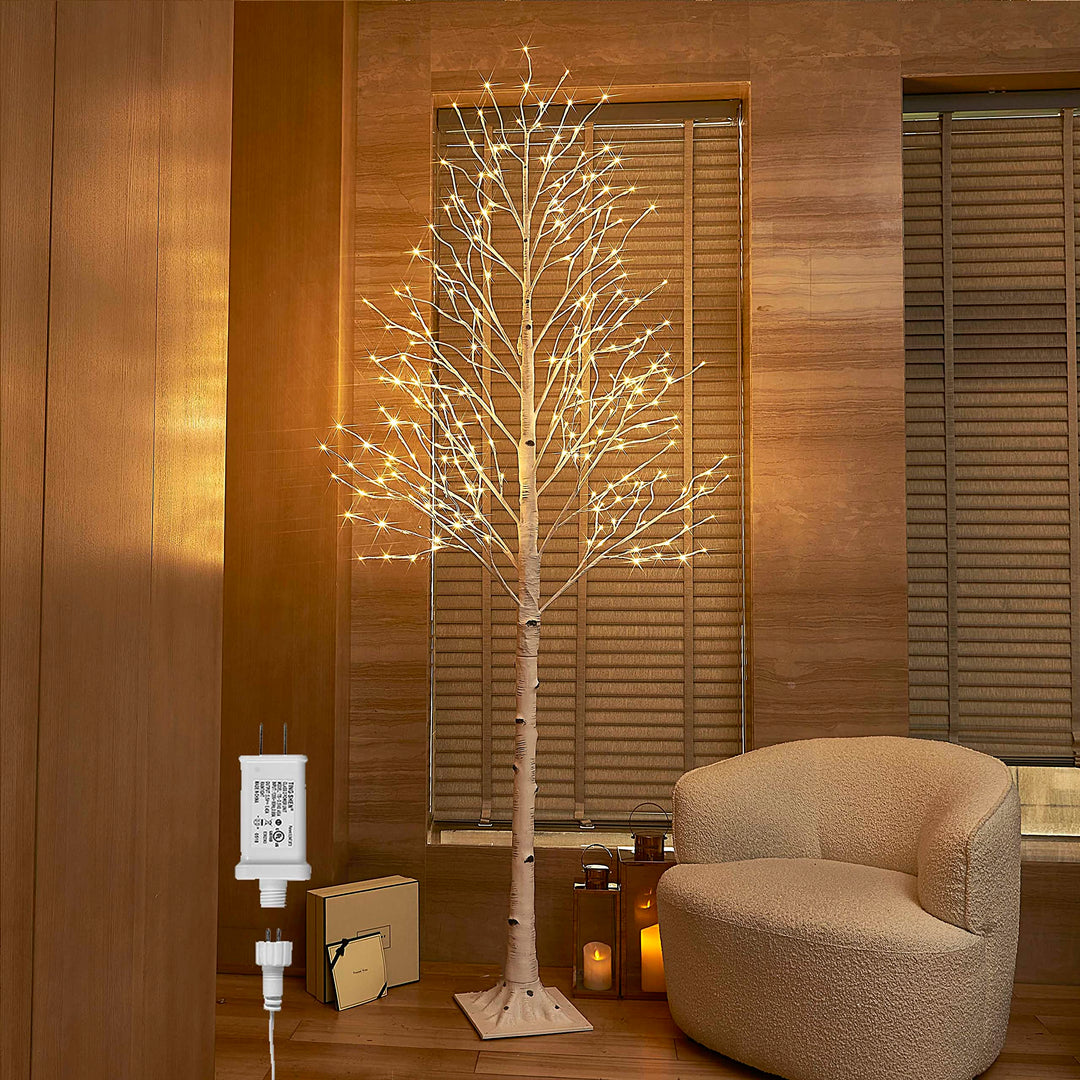 Hairui LED Baum Warmweiss 240LEDs Birke Lichterbaum 240CM Künstlicher Weihnachtsbaum mit Teilweise F