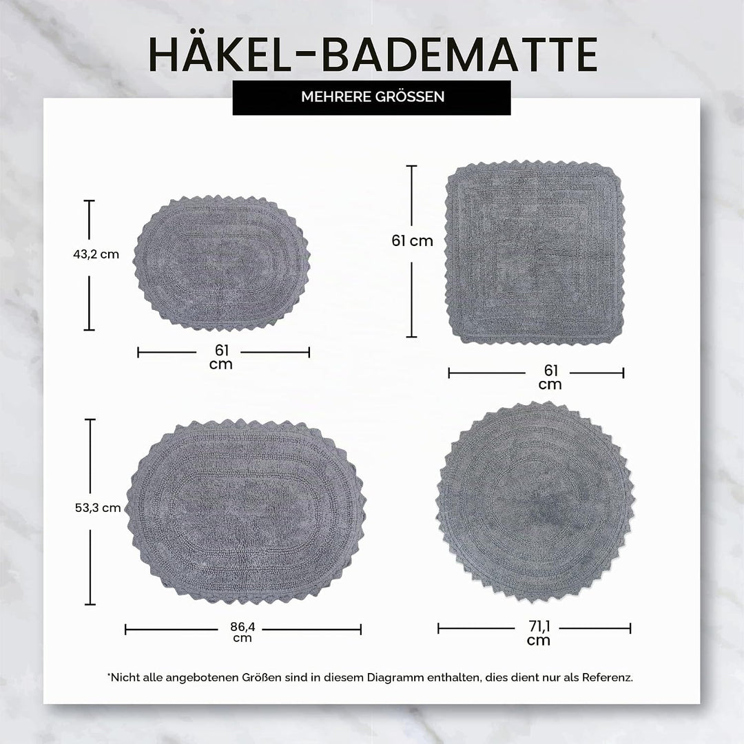 DII Crochet Collection Wende-Badematte, rund, 69,8 cm Durchmesser, Stein Round, 27.5" Diameter Stein