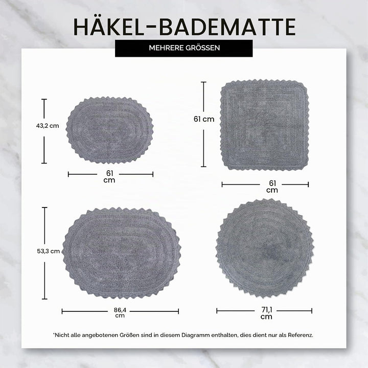 DII Crochet Collection Wende-Badematte, rund, 69,8 cm Durchmesser, Stein Round, 27.5" Diameter Stein