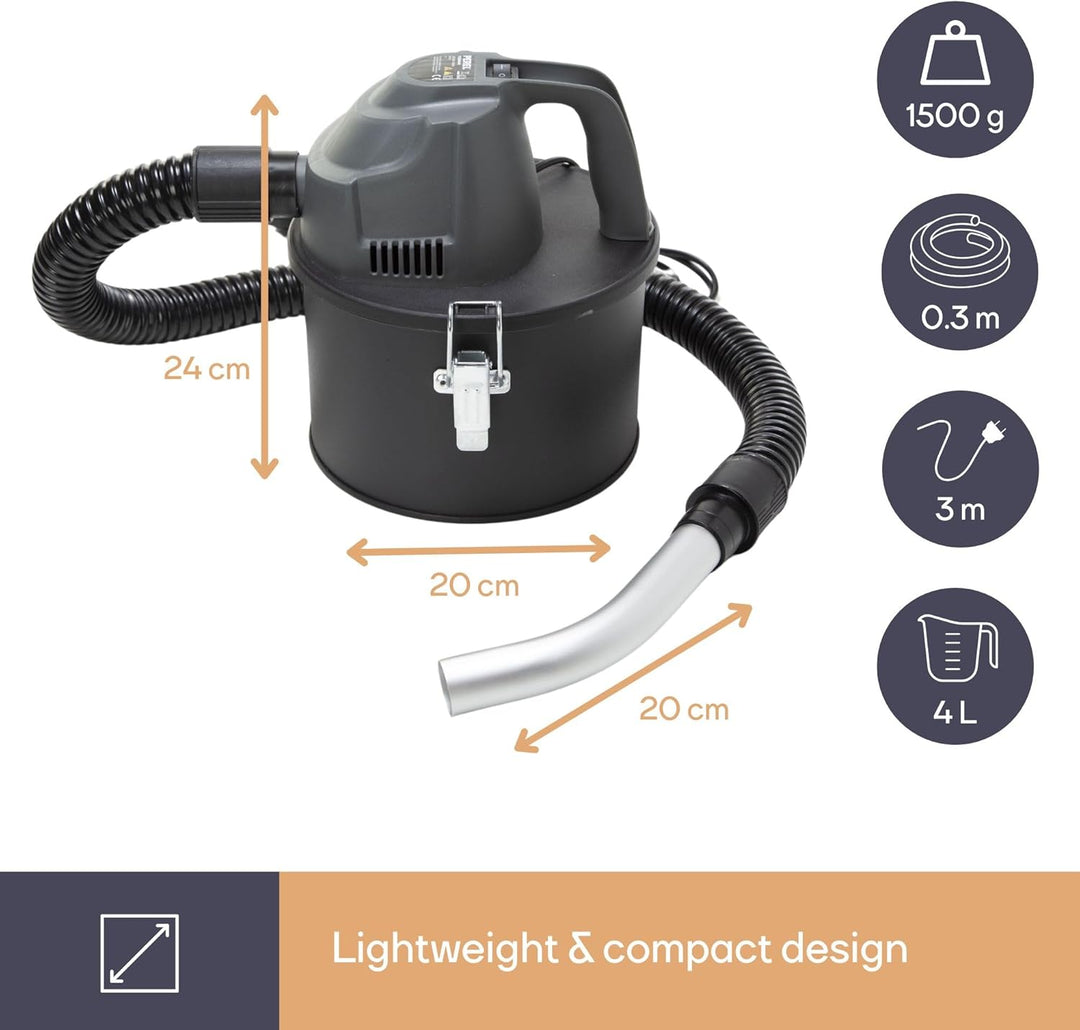 Perel Mini-Aschesauger, Aschensauger, Kamin Sauger, heisse Asche Staubsauger, Aschesauger für Kamino