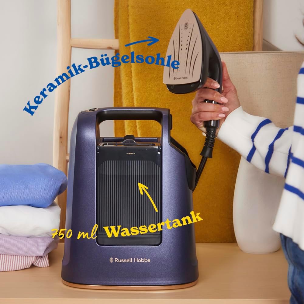 Russell Hobbs Dampfbügeleisen Multi inkl. XL Wassertank-Station 750ml [Dampfglätter + Bügeleisen] St
