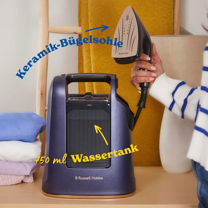 Russell Hobbs Dampfbügeleisen Multi inkl. XL Wassertank-Station 750ml [Dampfglätter + Bügeleisen] St
