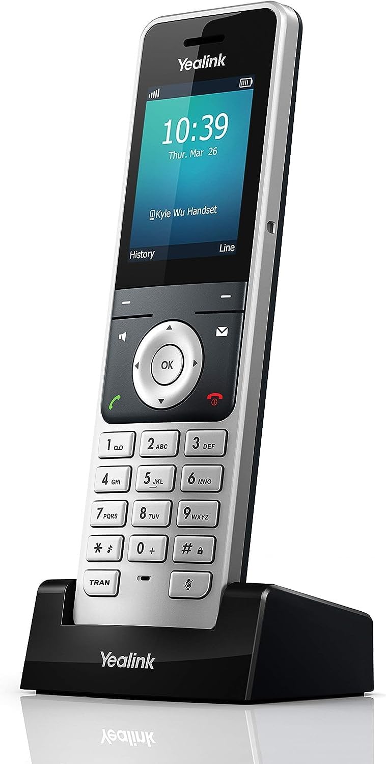 Yealink W56H IP-DECT-Mobilteil Handset Telefon mit Farbdisplay (2,4 Zoll TFT-Farbbildschirm), Basiss