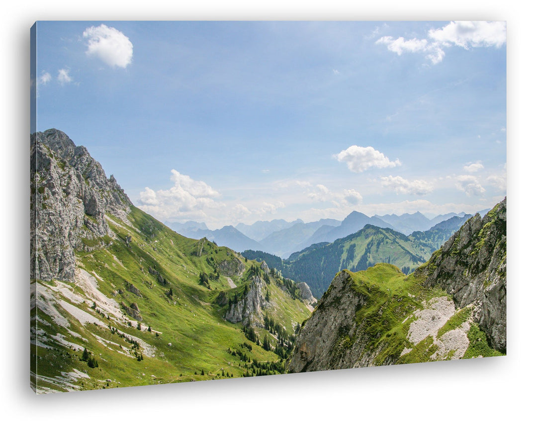 atemberaubender Ausblick in den Alpen Format: 80x60 als Leinwandbild, Motiv fertig gerahmt auf Echth