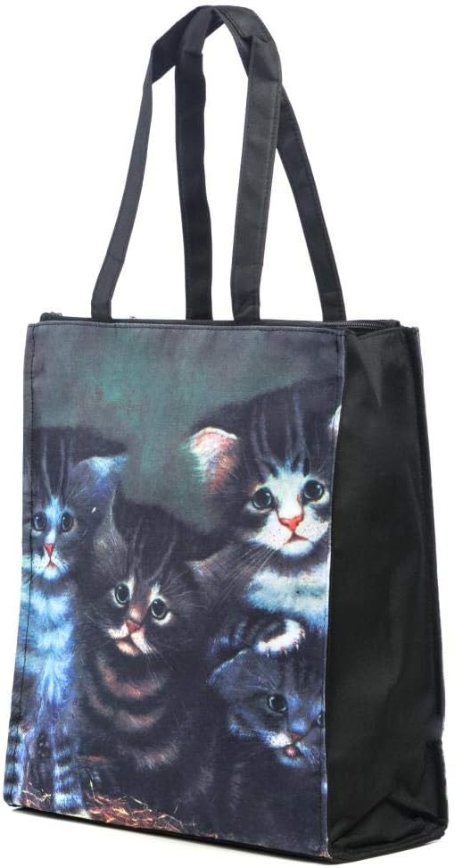 LUCKYWEATHER Shopper Einkaufstasche Twin Double Bag Damen Motiv J. C. Wilsion FOUR KITTENS I Shoppin