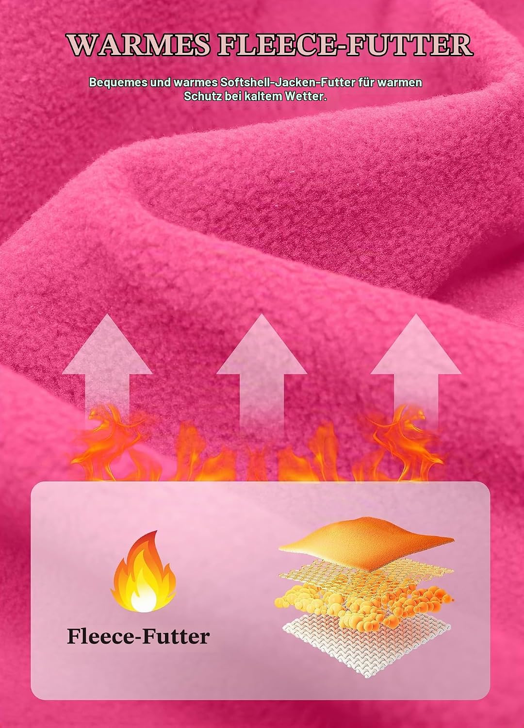 Damen Softshelljacke Wasserdichte Atmungsaktive Leichte Fleece Kapuze Übergangsjacke Laufen Wanderja