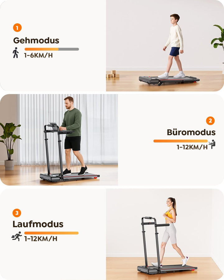 Laufband für Zuhause,6 in 1 Walking Pad mit Steigung bis 10%, 12km/h Klappbar Laufband mit LED-Anzei