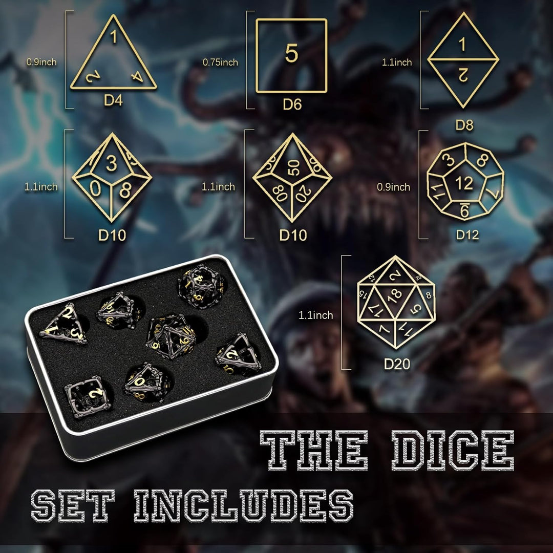 Beholder Würfelset, DND Würfel Metall Dice Set, ZHOORQI W20 Würfel Polyedrische Würfel für Dungeons
