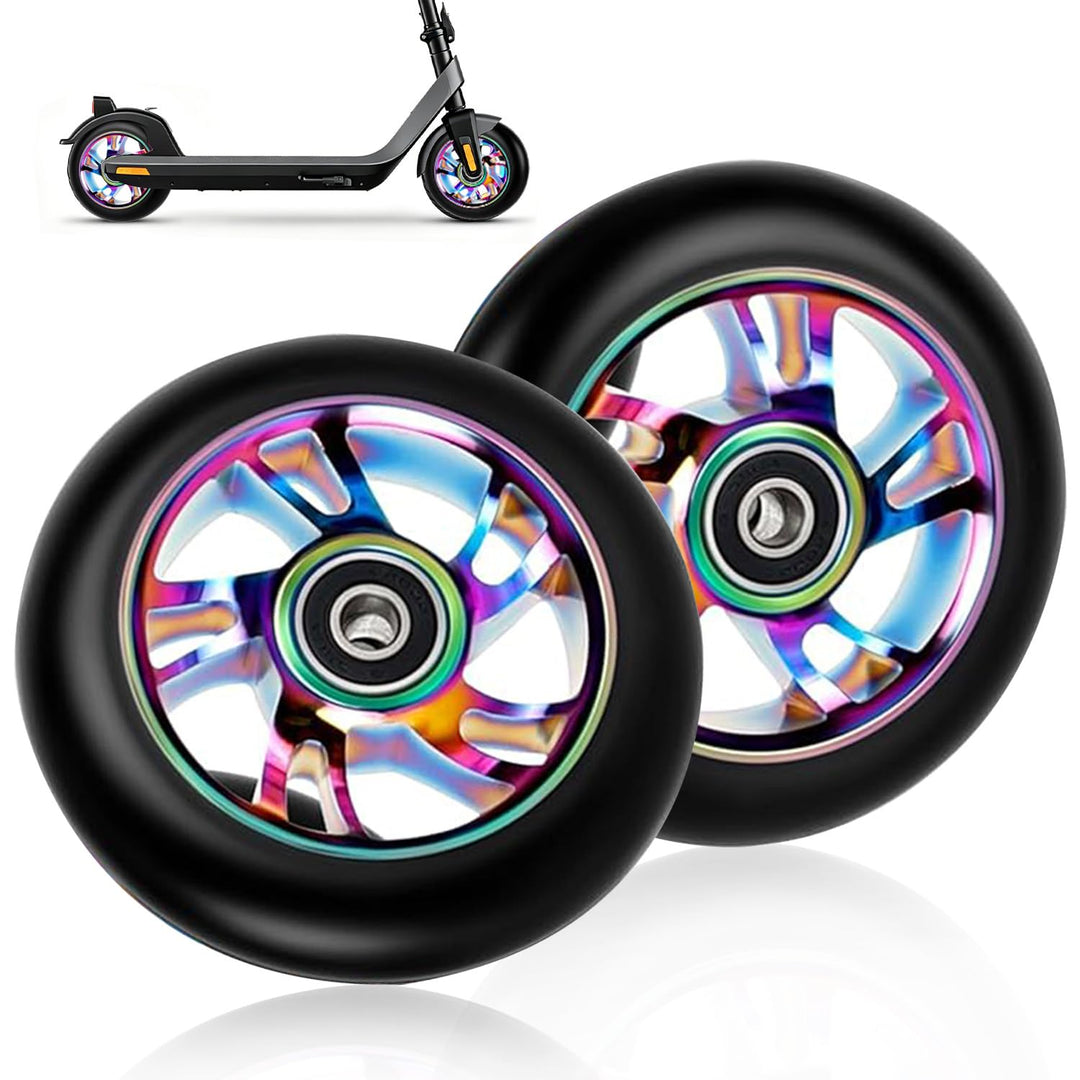 2 Stück Stunt Scooter Rollen 100 x 24mm, Ersatzräder 88A mit ABEC-9 Lagern aus Aluminium, Roller Rei
