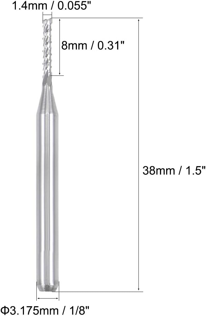 sourcing map 10 Stücke 1,4mm Hartmetall Schaftfräser Gravur Fräser für Leiterplattenmaschine, 1/8 "S