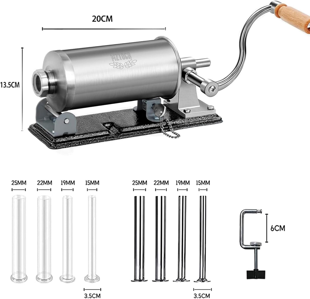 MZTOGR Wurstfüller Wurstfüllmaschine, horizontale Küchen-Edelstahl-Wurstfüllmaschine mit Saugfuss, p