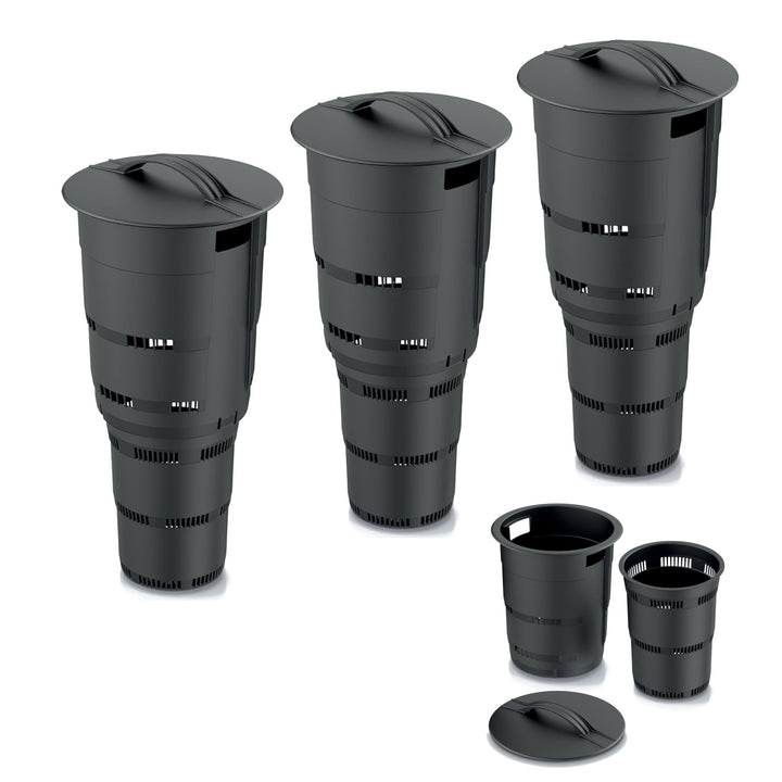 Set 3X Komposter Unterirdischer Garten 11 L Anthrazit Kunststoff H 53 cm modularer Komposteimer Bio