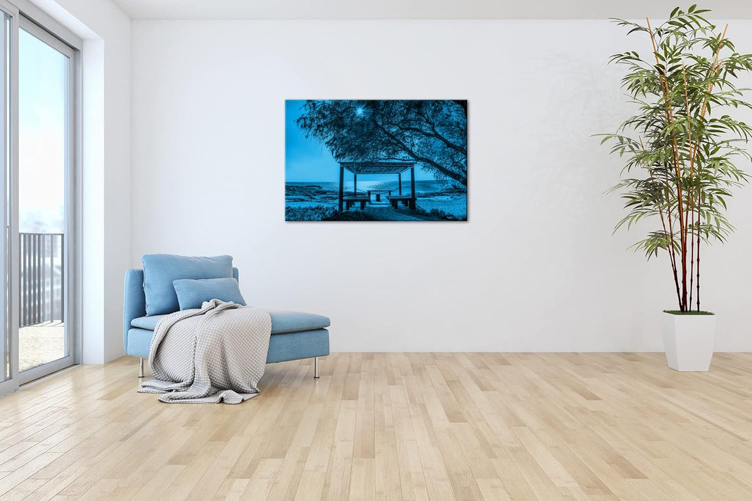 deyoli Sonniger Nachmittag am Meer Format: 80x60 Effekt: Monocrome Blau als Leinwandbild, Motiv fert