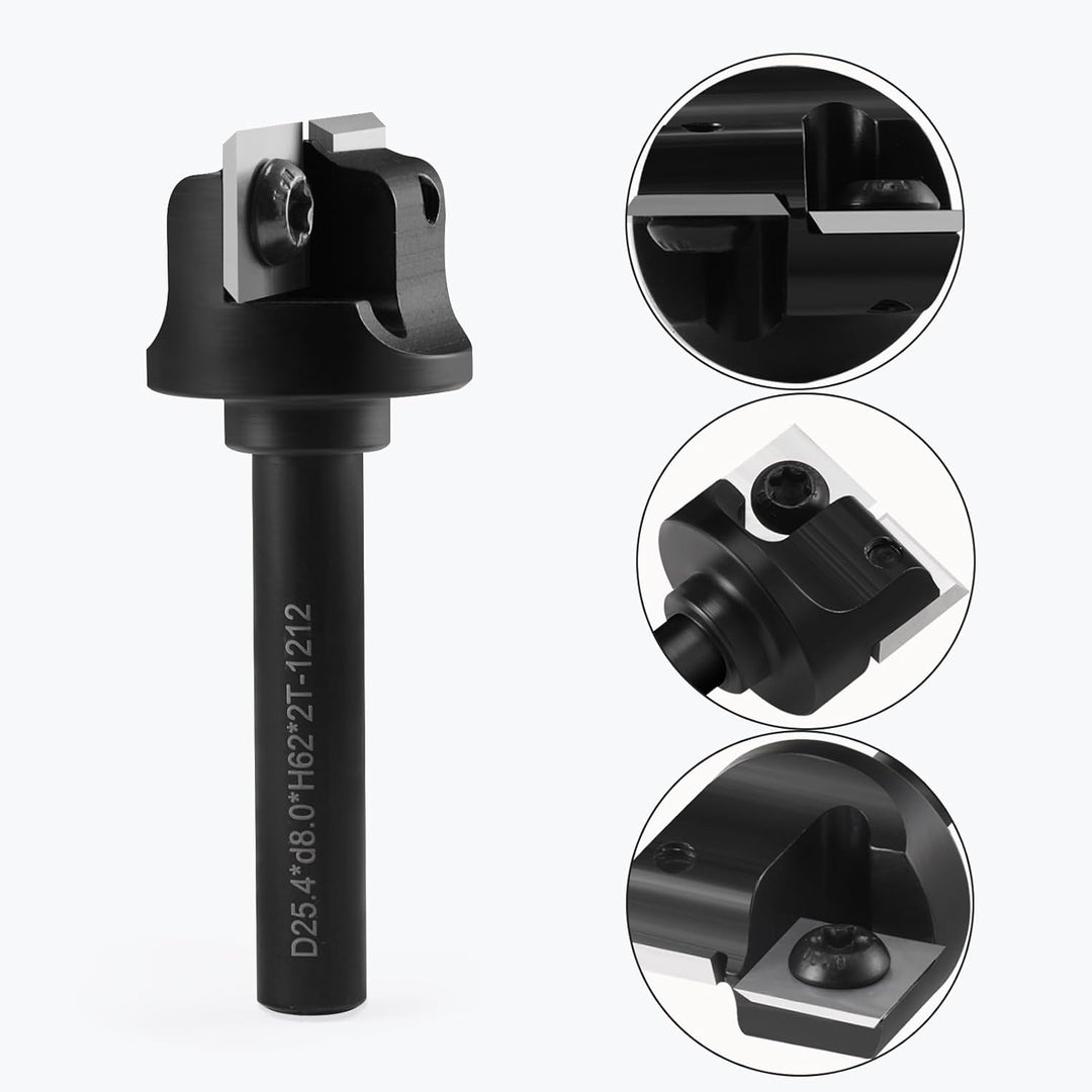 Trvoxviq 2 Flöten Planfräser 8mm Schaft 25.4mm Schnittdurchmesser Hobelfräser mit 5PCS Wendeplatten