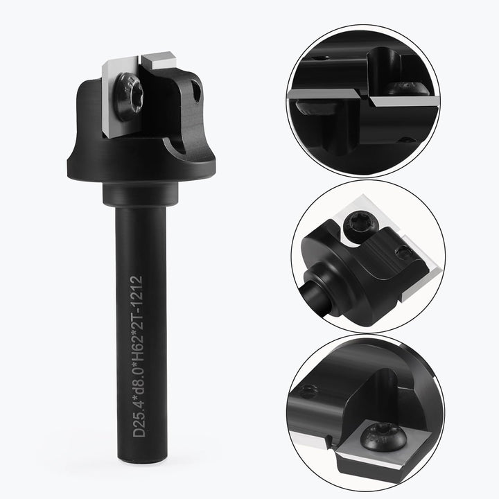 Trvoxviq 2 Flöten Planfräser 8mm Schaft 25.4mm Schnittdurchmesser Hobelfräser mit 5PCS Wendeplatten