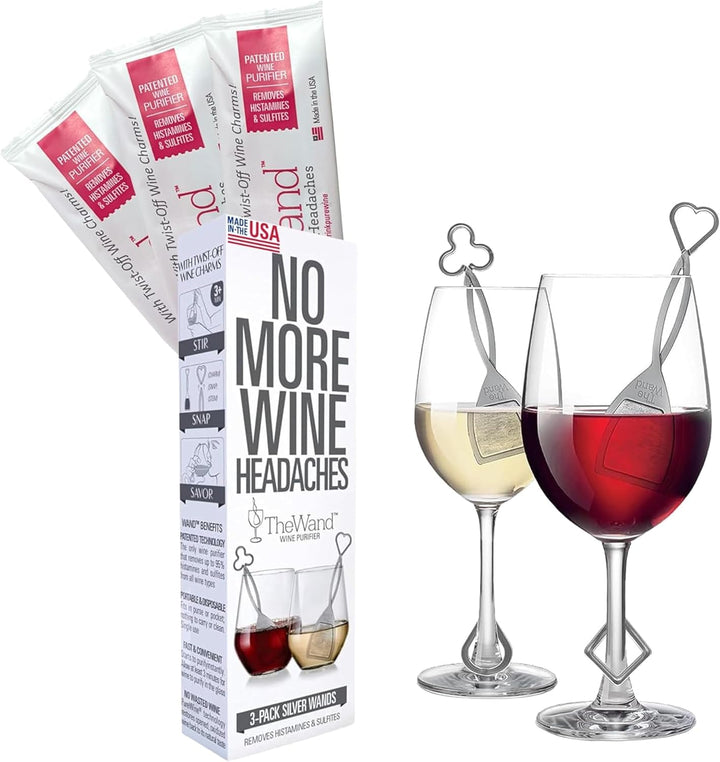 PureWine Weinfilter „The Wand“ mit Weinglas-Anhänger | Entfernt Histamine & Sulfite – Weniger Kopfsc
