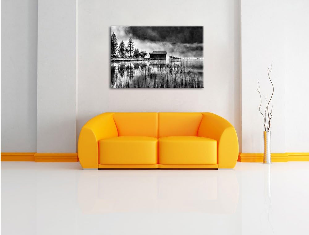 Pixxprint Idyllische Waldhäuschen / 100x70cm Leinwandbild bespannt auf Holzrahmen/Wandbild Kunstdruc