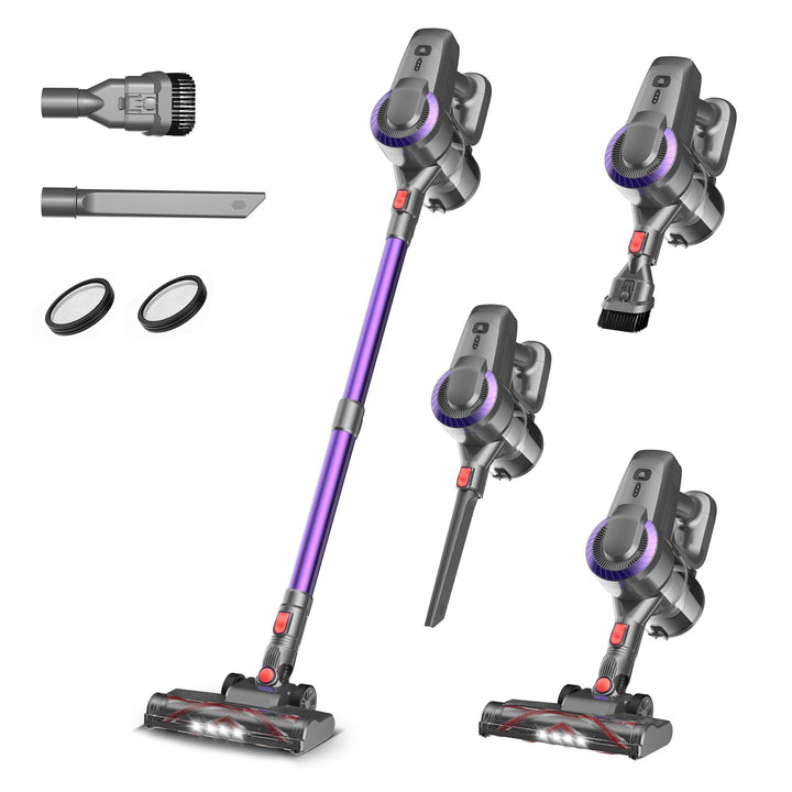Akku Staubsauger, 30000Pa/55Min Staubsauger Kabellos, Anti-Tangle-Bürste und Selbststehend, Ultralei