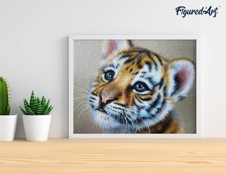 Figured'Art Diamond Painting Erwachsene 40x50cm Ganze Leinwand gerollt Tiger Baby 5D Bilder Eckige S