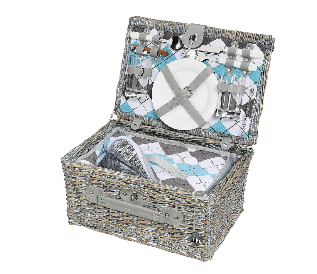 Cilio 0000155716 Picknick-Korb Stresa deluxe, Holz, braun, 19,8 x 30,6 x 41,4 cm