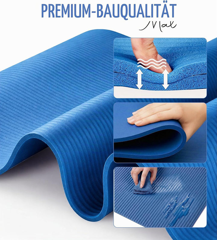 ROMIX Yoga Matte Dicker 10mm, Gymnastikmatte Pro Weichschaum Pad, Sportmatte Fitnessmatte Rutschfest
