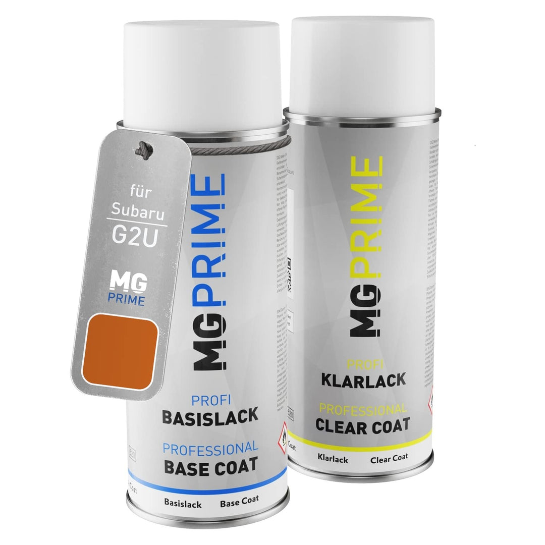 MG PRIME Autolack Sprühdosen Set für Subaru G2U Tangerine Orange Pearl Basislack Klarlack Spraydose
