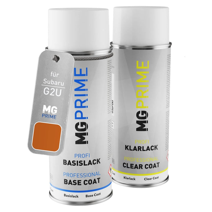 MG PRIME Autolack Sprühdosen Set für Subaru G2U Tangerine Orange Pearl Basislack Klarlack Spraydose
