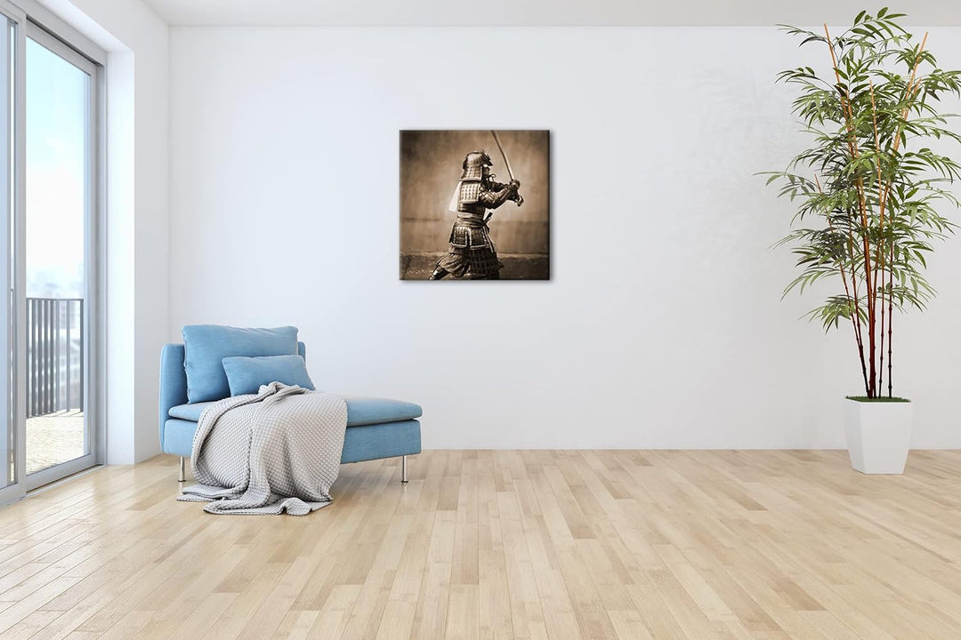deyoli kampfbereiter Samurai Format: 70x70 Effekt: Sepia als Leinwandbild, Motiv fertig gerahmt auf