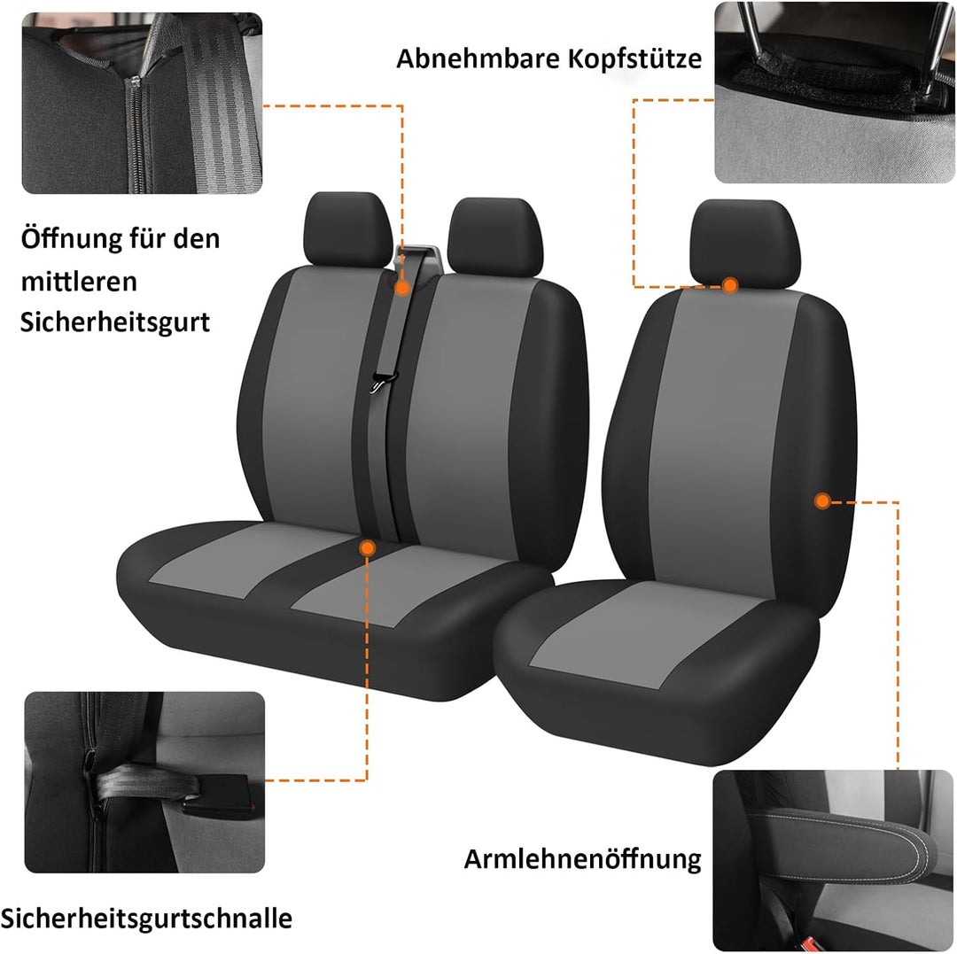 TOYOUN Van-Sitzbezüge, zweifarbig, universal, passend für die meisten Vans, LKWs, Einzel-, Doppel-,