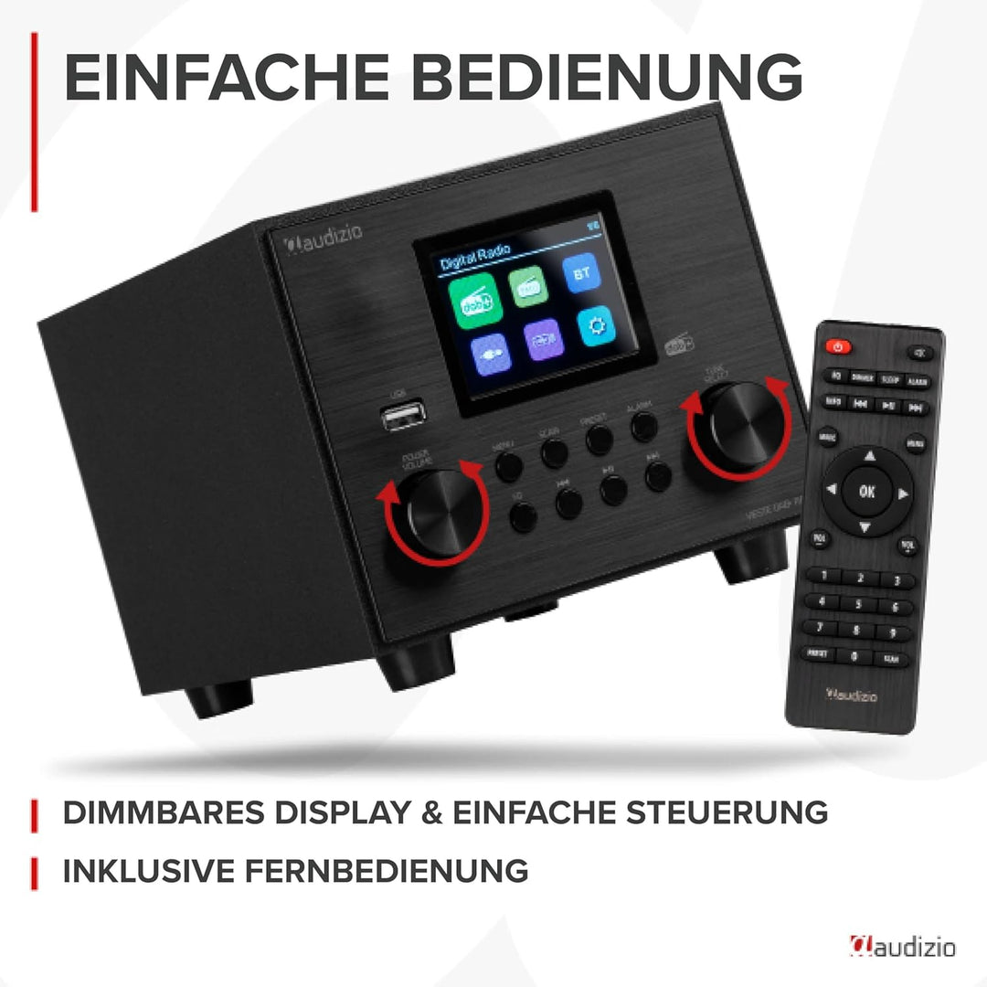 Audizio Vieste - DAB Radio mit Bluetooth, Digitalradio, 60 Watt Lautsprecher, DAB Plus Radio mit USB