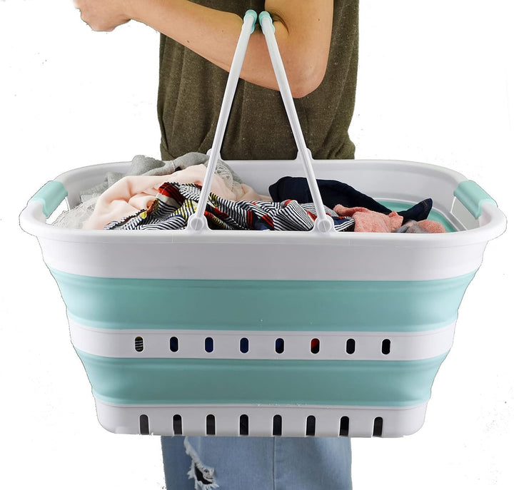 SAMMART 29L Faltbare Wanne mit Griff – Tragbarer Picknickkorb für den Aussenbereich – Faltbare Einka