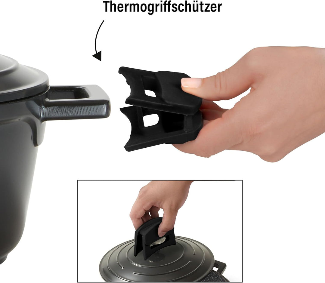 STONELINE Cocotte Bräter mit Deckel Induktion 20 cm, 2,6 L, Aluguss Topf beschichtet mit echten Stei